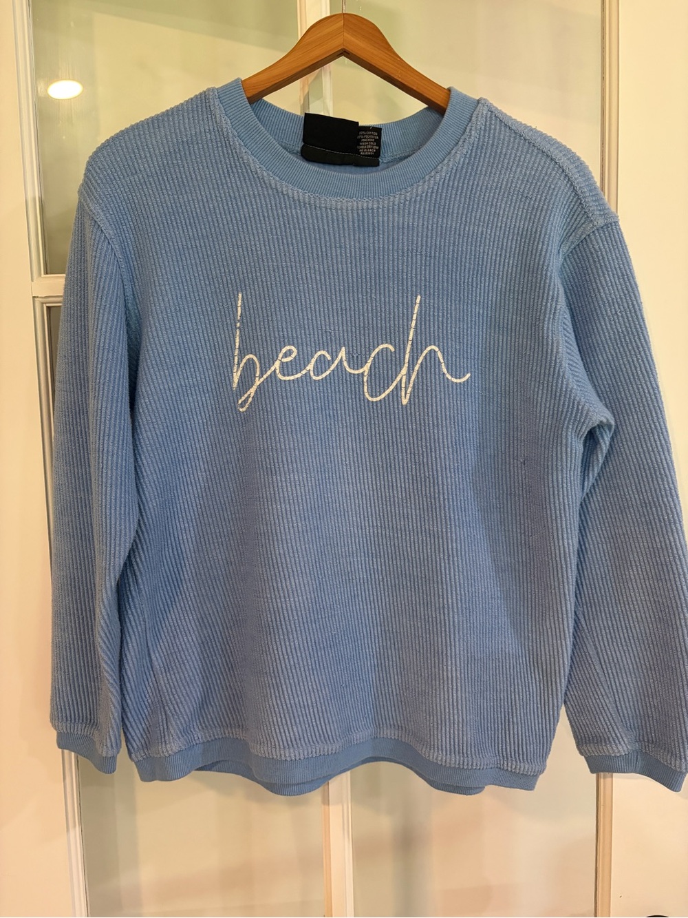 Corded Beach Crewneck Sweatshirt Oversized Coastal Pullover
